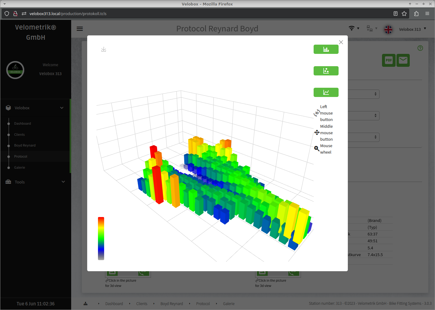 3D Saddle pressure mapping visualization